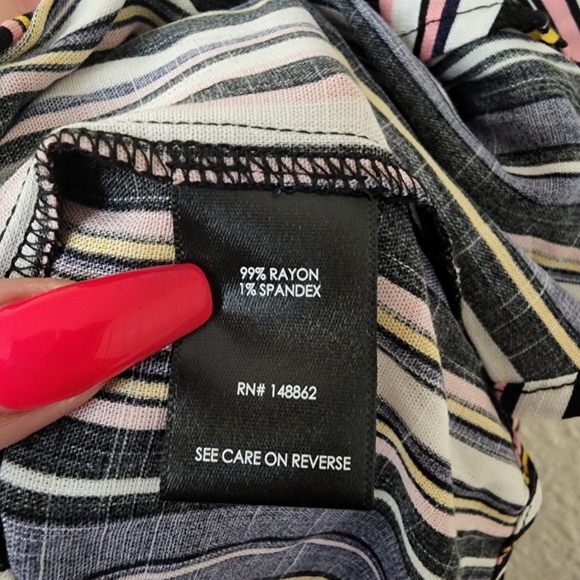 Torrid Abbey Rayon Slub Stripe Back Top Women's Plus Size 1X Multicolored Stripe - Picture 6 of 7